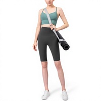Pantalones Cortos de Ciclismo de Cinco Puntos a la Rodilla de Cintura Alta para Mujer, Efecto Adelgazante y Levanta Glúteos, Transpirables, de Nylon y Spandex