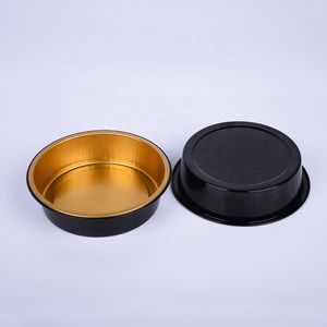 RE3G Papel de aluminio desechable para llevar contenedores de alimentos Contenedor de frutas para embalaje de alimentos redondo negro - Product Image 3