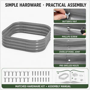 Bac à jardin surélevé carré arrondi personnalisé, 30 cm de hauteur, en acier galvanisé ondulé de 0,6 mm, vente en gros OEM Australie - Product Image 3