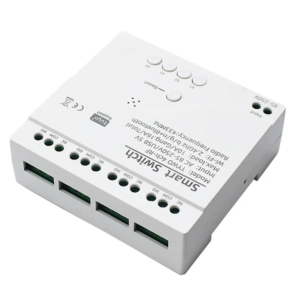 Wifi Smart Home Motor Controlador 220V AC 85-250V RF433 Receptor 4 Canais Inching Pulse Relé para Alexa Google Tuya Smart Life