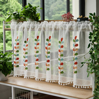 LongShow Rideau de séparation pour baie vitrée en polyester, double couche, brodé de motifs floraux, semi-finis, au design raffiné