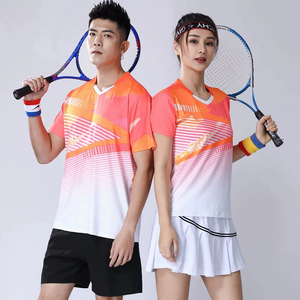 Ensemble de vêtements de badminton respirant et absorbant l'humidité de qualité supérieure, manches courtes, unisexe, athlétique, confortable et respirant - Product Image 1