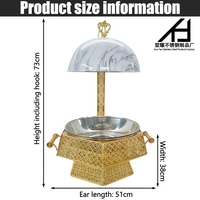 Nouveau design de chauffe-plats de luxe en acier inoxydable 8L pour buffet, avec couvercle suspendu, pour mariages et réceptions