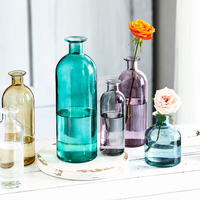 Vase en verre coloré fait main de style Art Déco, écologique, à bouche étroite, pour une seule fleur, multicolore, hydroponique, pour la maison et la table