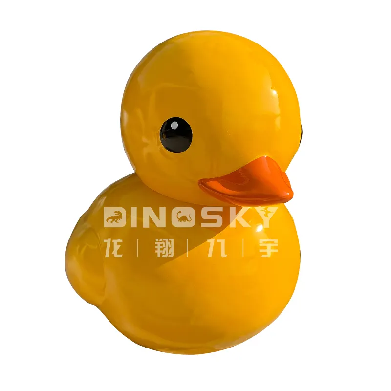 Fiberglass Figurine Yellow Duck Model Animal Sculpture Optional Internal Luminous Technology Combined With Mechanical Action