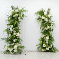 Arche de fleurs artificielles en soie d'hortensia vert et blanc pour toile de fond de mariage, fête, guirlande florale de fenêtre pour location événementielle