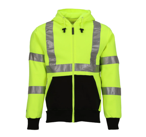 Felpa con Cappuccio Riflettente ad Alta Visibilità per Uomo, Giacca di Sicurezza con Logo Personalizzato, ANSI Classe <span class=keywords><strong>3</strong></span>, Colori Fluorescenti - Product Image 4