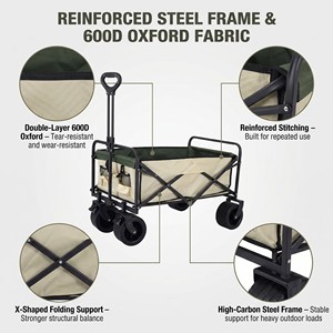 Chariot de camping pliable en acier au carbone à quatre roues avec plateau, chariot de courses extérieur portable à roues pivotantes pour la vente de rue - Product Image 4