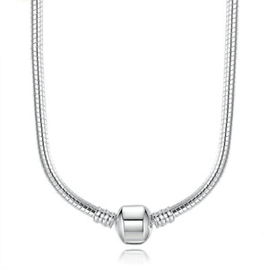 Collana Unisex Elegante e alla Moda in Argento Sterling 925 Placcato con Catena a Osso di Serpente e Perla, 46cm, Vendita all'Ingrosso - Product Image 6