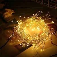 Batteriebetriebene Feuerwerks-LED-Lichterkette Dimmbar 8 Funktionen Kupferdraht-Lichterkette für Innen- und Außendekoration zu Feiertagen