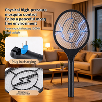 Raquette électrique anti-insectes rechargeable haute sécurité, tapette à moustiques et à mouches haute tension, grande grille