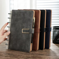 Carnet de notes A5 personnalisable éco-responsable à spirale, couverture rigide en cuir noir avec boucle métallique – Meilleures ventes