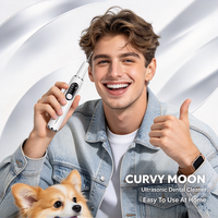 CURVY MOON Nettoyeur dentaire ultrasonique rechargeable, soin buccal, blanchiment des dents, détartreur dentaire en acier inoxydable pour l'élimination de la plaque dentaire