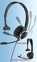 Casque téléphonique filaire mono-oreille de qualité supérieure avec microphone à réduction de bruit ENC pour centre d'appels