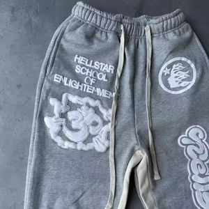 <span class=keywords><strong>Pantaloni</strong></span> da <span class=keywords><strong>Jogger</strong></span> <span class=keywords><strong>bianchi</strong></span> grigi personalizzati 100% cotone Terry High Street <span class=keywords><strong>pantaloni</strong></span> della tuta a gamba larga con stampa Casual a vita media - Product Image 4