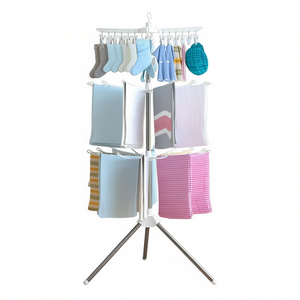 Tendedero Plegable Grande Myrva de Acero Inoxidable, Tendedero Vertical de Tres Niveles para Balcón y Almacenamiento de Ropa - Product Image 1