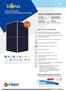Module solaire monocristallin bifacial PERC Risen RSM132-8-650BMDG-670BMDG 132 cellules 650W 655W 660W 665W 670W - Product Image 3