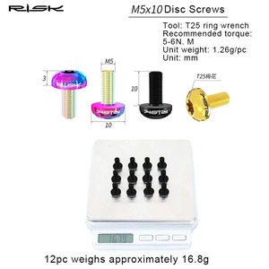 Viti in titanio RISK 12 pz. per freni a disco bici, bulloni di fissaggio M5 in lega di titanio 10MM T25 per dischi bici - Product Image 3