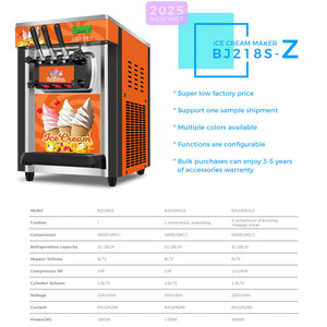 3 hương vị <span class=keywords><strong>Ice</strong></span> <span class=keywords><strong>Cream</strong></span> Maker 21-28l/h <span class=keywords><strong>Tabletop</strong></span> ý máy làm kem mềm với hai máy nén precooling và Phễu trộn - Product Image 3