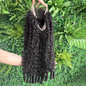 Pelucas de cabello humano crudo rizado birmano 13*4 Peluca Frontal de encaje transparente Peluca con malla frontal de densidad 250% 16 ~ 24 pulgadas en stock Almacén de EE. UU. - Product Image 5