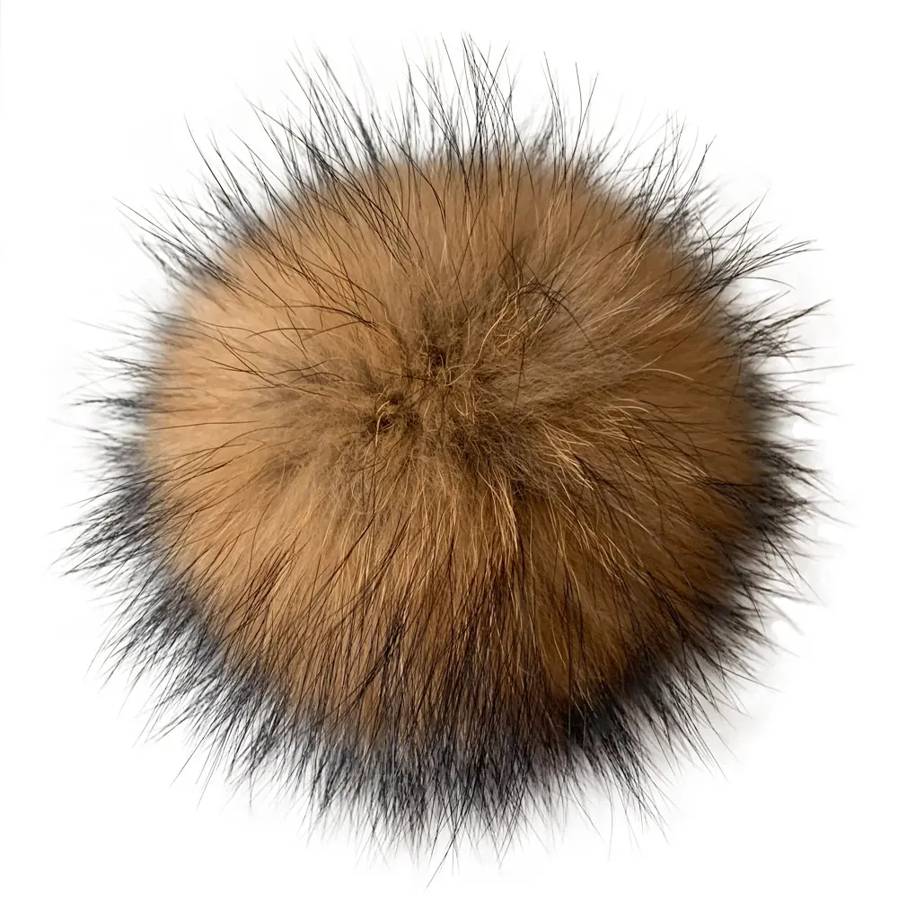 Nhà Máy Giá Bất Raccoon Fox Fur Pompom Với Snap Nút Lớn Lông Bóng Pom Cho Beanie Mũ Tự Làm Phụ Kiện Lông