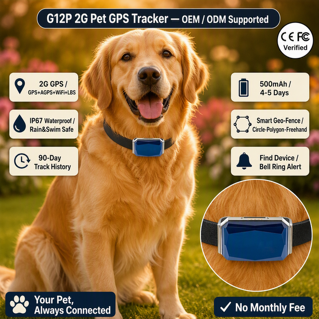 Waterproof Pet GPS tracker for Dog/cat/cow, GSM Mini Animal GPS Tracking Device with Free APP+tracking Web
