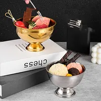 Roestvrijstalen dessertbeker, ijsbekers, saladebeker, retro hoge schaal voor fruit, yoghurt, snacks, bar, servies