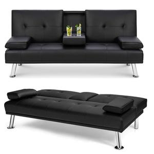 Sofá cama plegable <span class=keywords><strong>de</strong></span> PU para sala <span class=keywords><strong>de</strong></span> estar, mueble barato con portavasos - Product Image 4