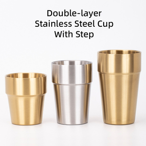 Taza de Café de Doble Pared de Acero Inoxidable 304 Estilo Europeo Yurtrian, Aislamiento Térmico, Apta para <span class=keywords><strong>Agua</strong></span> Hirviendo, para Exteriores, en Dorado/Plateado - Product Image 2