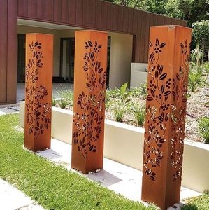 Piliers lumineux en métal pour extérieur, lampes LED pour pelouse, lampadaires de jardin en acier corten - Product Image 1