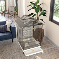 Moderner Großer Eisen-Vogelkäfig mit Solidem Muster, Maßgefertigter Dekorativer Papageienkäfig, Stilvolles Vogelhaus-Möbelstück für Wohnzimmer