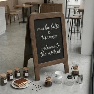 Panneaux de signalisation en bois en forme de A pour sandwichs, tableau noir extérieur double face, menu personnalisé - Product Image 3