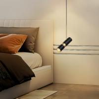 Lustre de chevet moderne de style scandinave/nordique, petit et long, en aluminium, noir + vert, avec LED réglables en hauteur, lumière de luxe