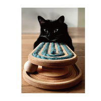 Jouet à gratter pour chat en sisal avec piste à balles, jouet interactif en bois pour chats d'intérieur, griffoir