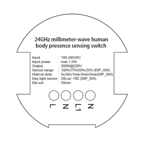 उच्च परिशुद्धता माइक्रोवेव रडार एसी 100-220 वी या डीसी 12-48 वी जिग्बी मानव उपस्थिति सेंसर स्मार्ट अधिभोग सेंसर - Product Image 5