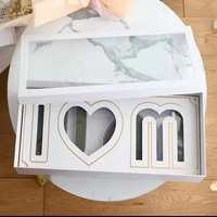 Grand rectangle fête des mères, boîte de livraison de fleurs avec fenêtre en pvc transparent pour fête des mères, emballage de roses de fleurs fraîches préposées