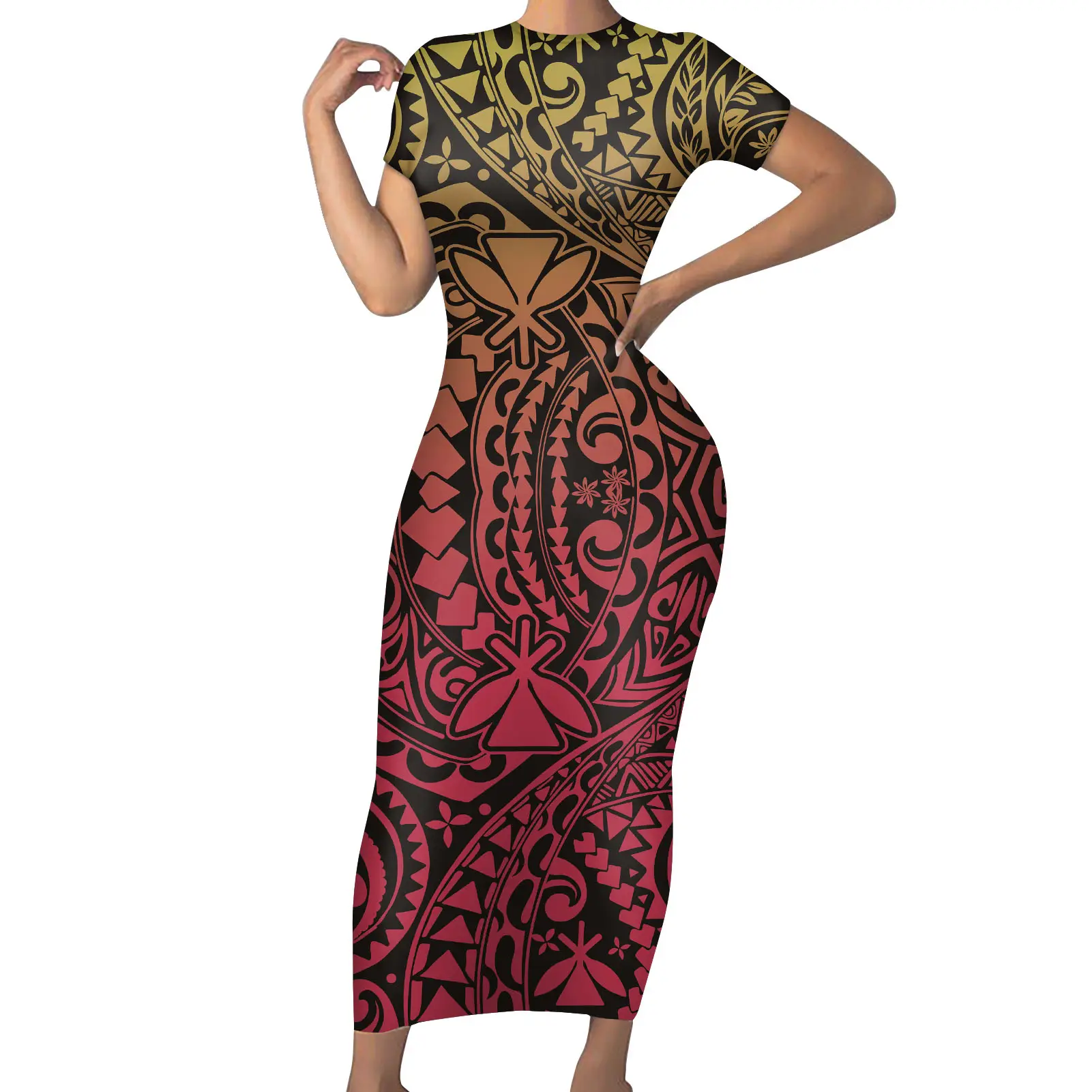 QUANTITÉ MINIMALE DE COMMANDE 1 pièces Samoan Tribal Design Femmes Robes Longues Polynésien Imprimer Vêtements Plus La Taille Grosse Femme Tenue Mode Maxi Florale robe