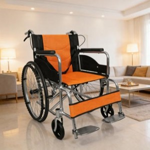 Fauteuil roulant manuel intégré Js, orange, pliable, portable, pour personnes âgées et handicapées, aide à la mobilité - Product Image 4