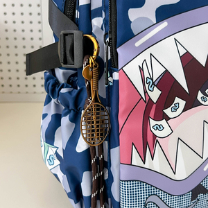 Sac à dos scolaire léger imprimé requin coloré, grande capacité, double bretelle, doublure en polyester, fermeture éclair, idéal pour l'école - Product Image 4
