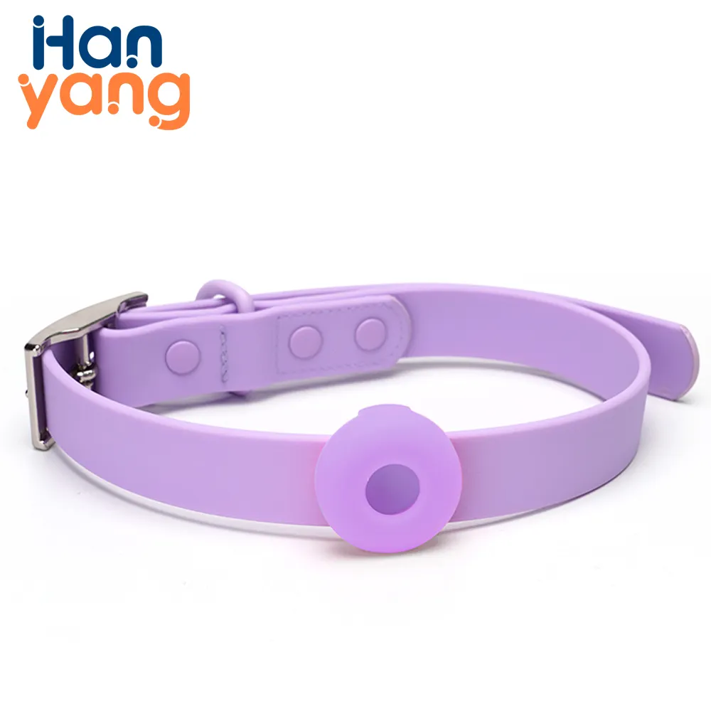 Hanyang OEM verstellbares gepolstertes Hochleistungs-Airtag-PVC-Hunde halsband mit Airtag-Halter Etui Haustier halsband für Miniatur-/Klein-/Mittel hunde