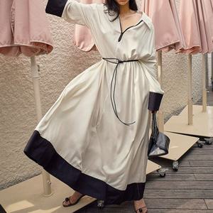 Nuevo Vestido Maxi de Manga Larga para Mujer, Cuello Camisero, Corte Entallado, Suave, de Alta Calidad - Product Image 1