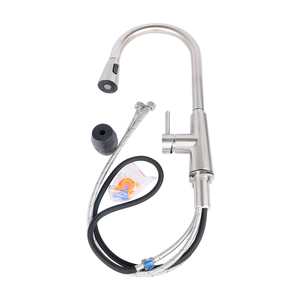 레트로 저렴한 확장 가능한 철수 스테인레스 스틸 주방 온수 수도꼭지 믹서 탭 가정용 - Product Image 6