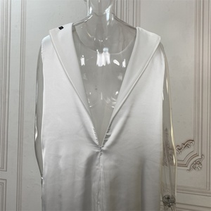 6595* Robe intérieure Abaya légère unie à col rond sans manches en satin lisse pour l'été avec doublure - Product Image 6