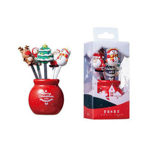 Fournitures de décoration de noël accessoires Bento cure-dents fourchette à fruits en plastique Bento choix de nourriture de noël pour les enfants - Product Image 4