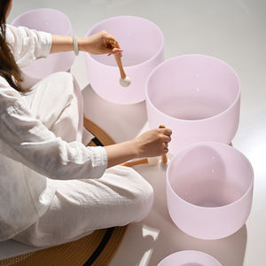 Jinfang 6-12 inch roze gematteerde klankhealing chakra kwarts kristallen zangkommen set van 7 voor meditatie - Product Image 5