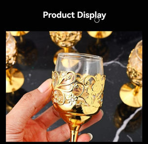 Copas de vino de metal y vidrio, copas de vino grandes y altas, vasos altos, copas de vino para bodas, copas doradas para el hogar - Product Image 6