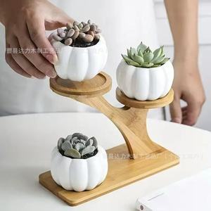 Bamboo Wood Multi Tier Flower <b>Stand</b> 3 Floors Desktop Plant Rack For Indoor Green Plants And <b>Pots</b> - Product Image 4
