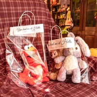 Sac cadeau de comptoir DINGSEN transparent en PP avec poignée en carton, logo imprimé, cinq tailles, pour jouets en peluche et poupées