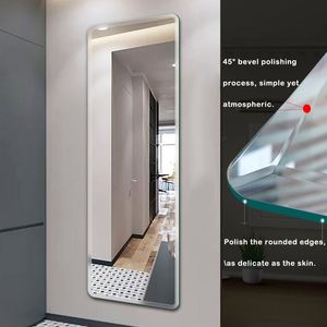 Miroir mural suspendu compact moderne rétro tendance 2025 en argent LED avec éclairage intégré en brun/noir/gris pour la décoration du salon - Product Image 4