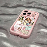 Coque de téléphone rose antichoc souple avec motif collage minimaliste Fille Chrétienne et Foi pour iPhone 17 Air 16 15 14 13 Pro Max